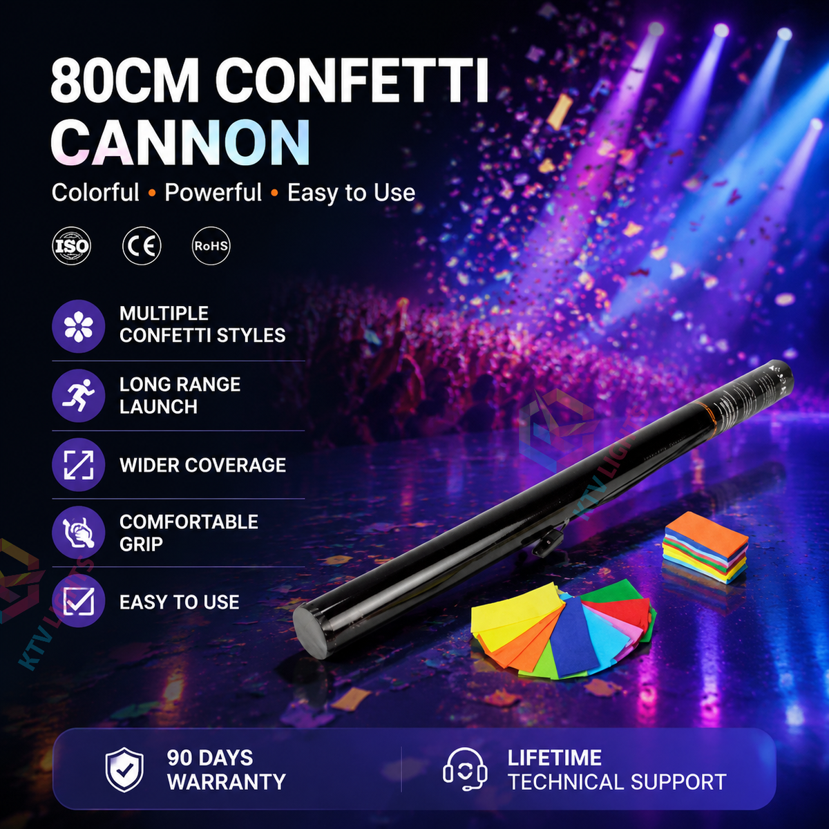 KTVLIGHTS 4-Head Electronic Confetti Launcher for Events-H11