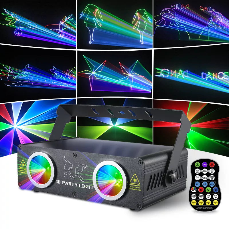 2025 New Dual Projection Full Color 3D Animation Laser Light-A28