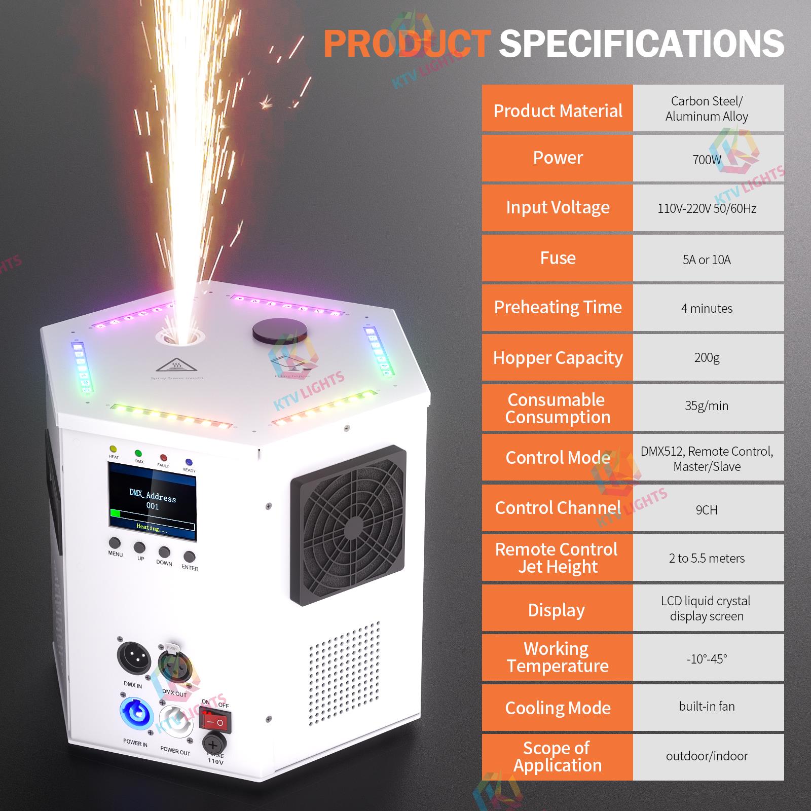 700w Hexagonal fireworks fountain cold spark machine-H5