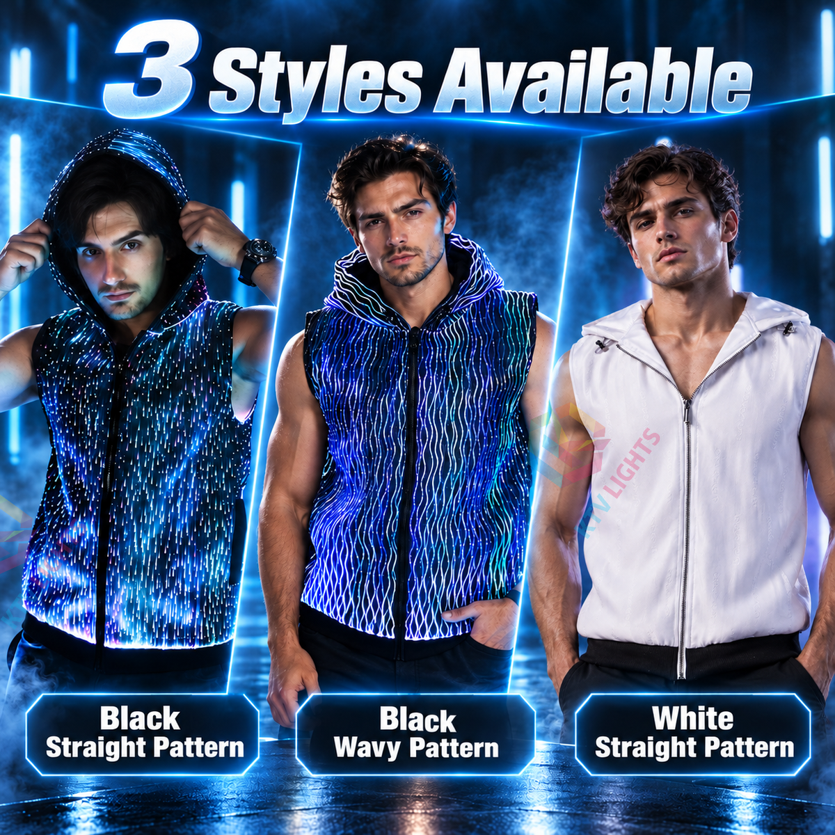 KTVLIGHTS LED Fiber Optic Light Up Vest for DJ Parties-M72