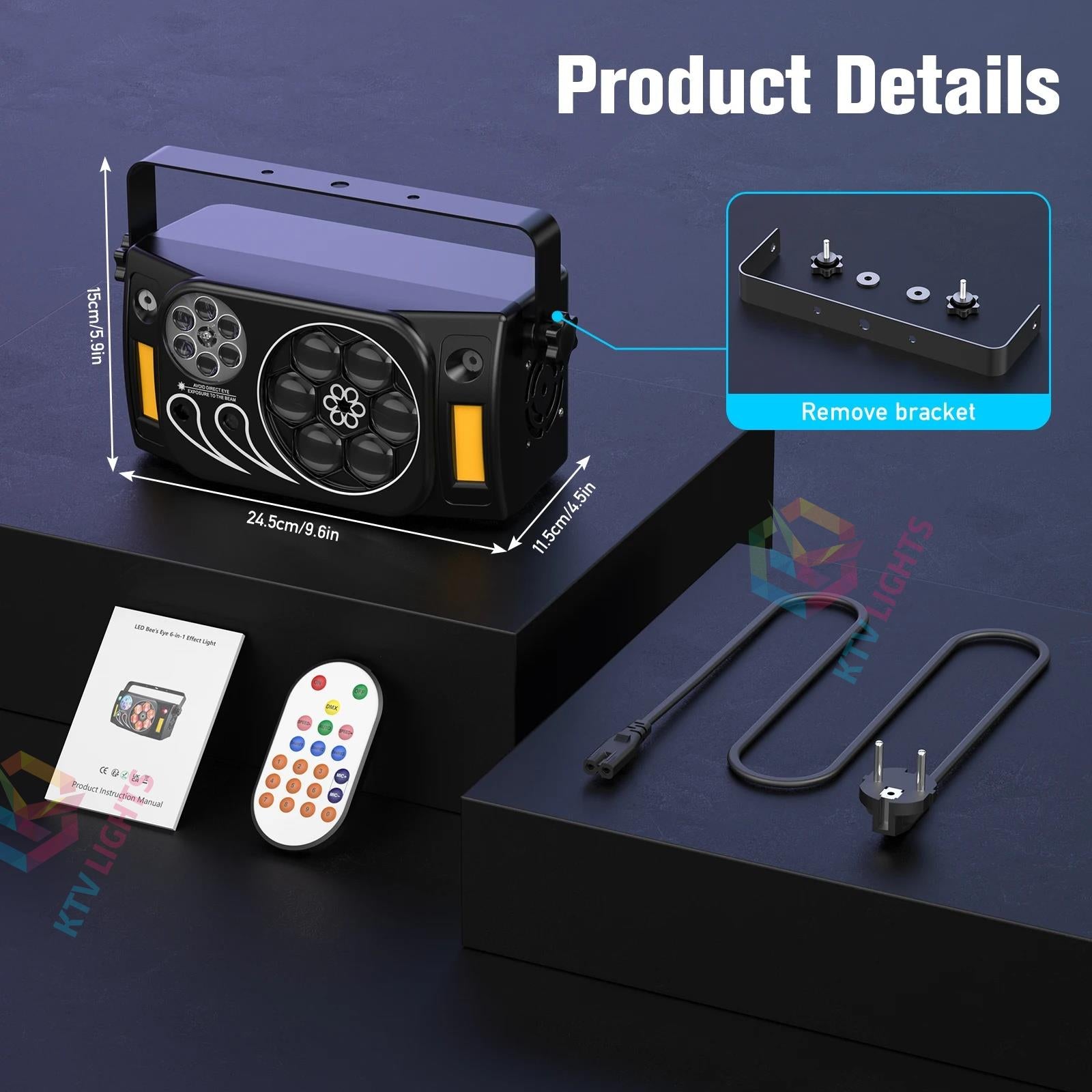 80W RGBW 6-in-1 LED Laser Stage Light with Remote- E83