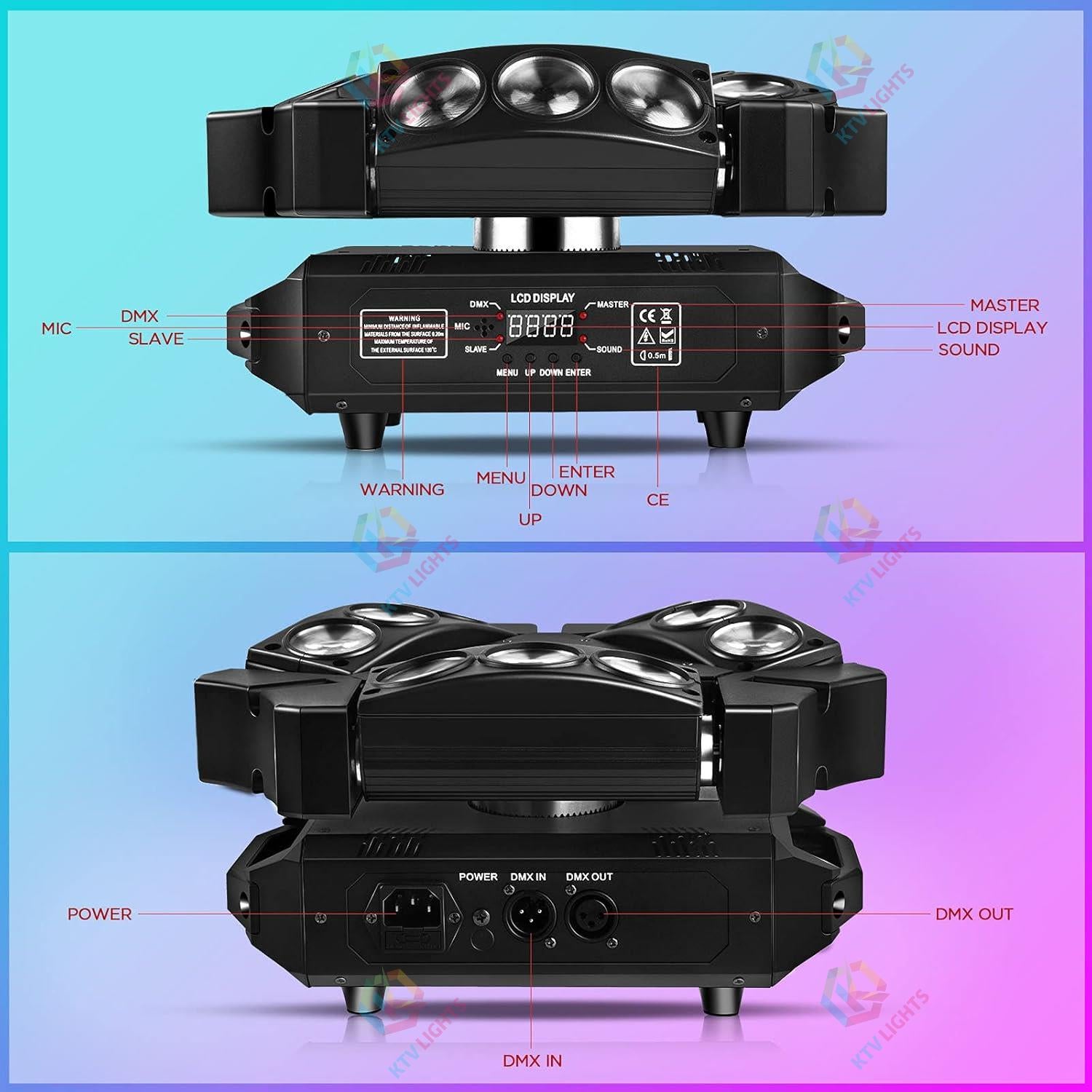 4-in-1 RGB Spider Moving Head Light-E26