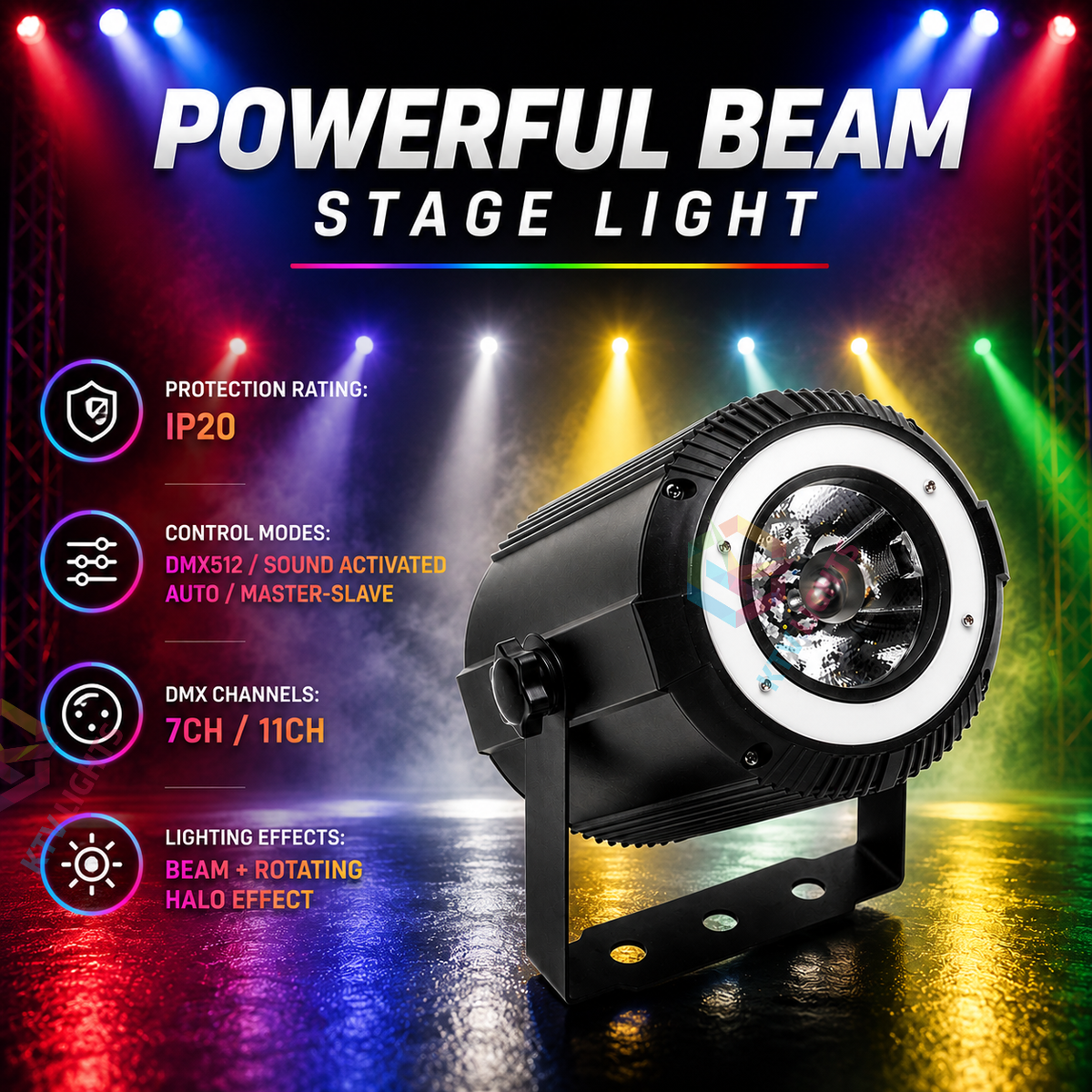 KTVLIGHTS 60W RGBW 7/11CH DMX512 Aviation PAR Light-P73