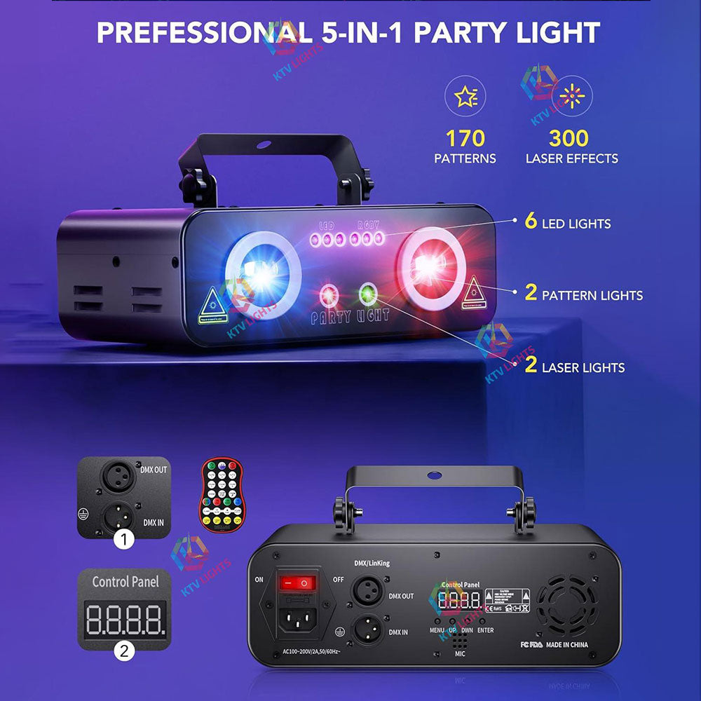 5-in-1 RGBUV Laser Light Show Projector-B48