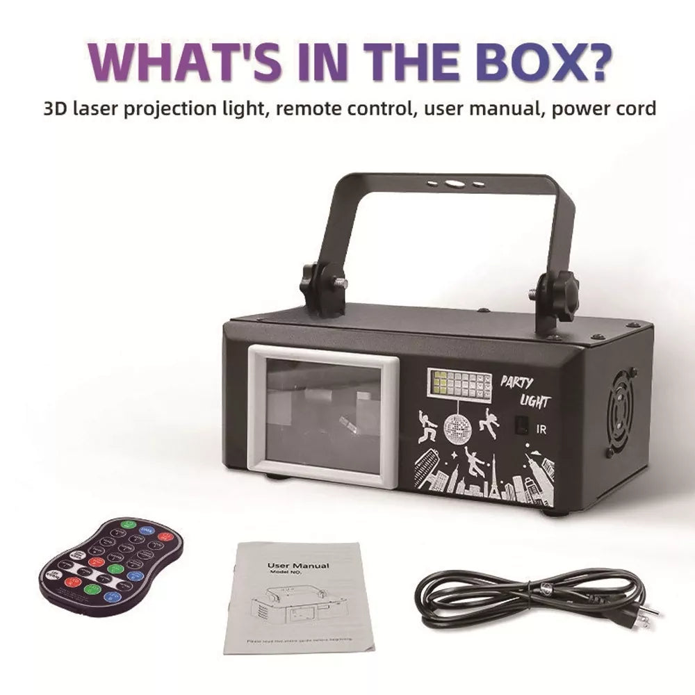 New 3D Animation Laser Projector Light Voice-controlled Strobe Atmosphere -A31