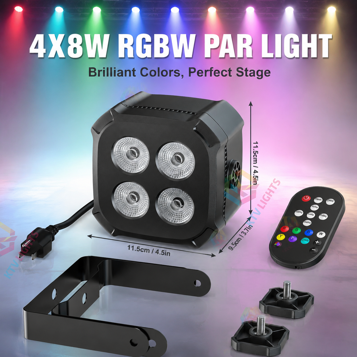 KTVLIGHTS 4x8W RGBW 4-in-1 LED PAR Stage Light-P37