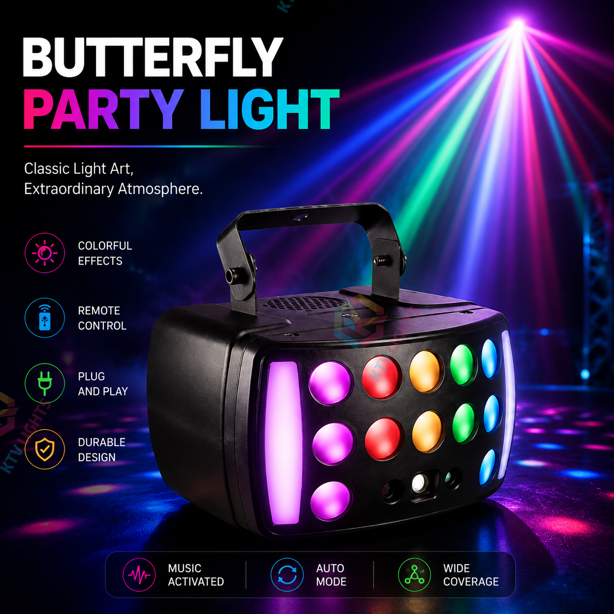 4-in-1 Party Butterfly Light, DJ Stage Light, DMX Light - C8
