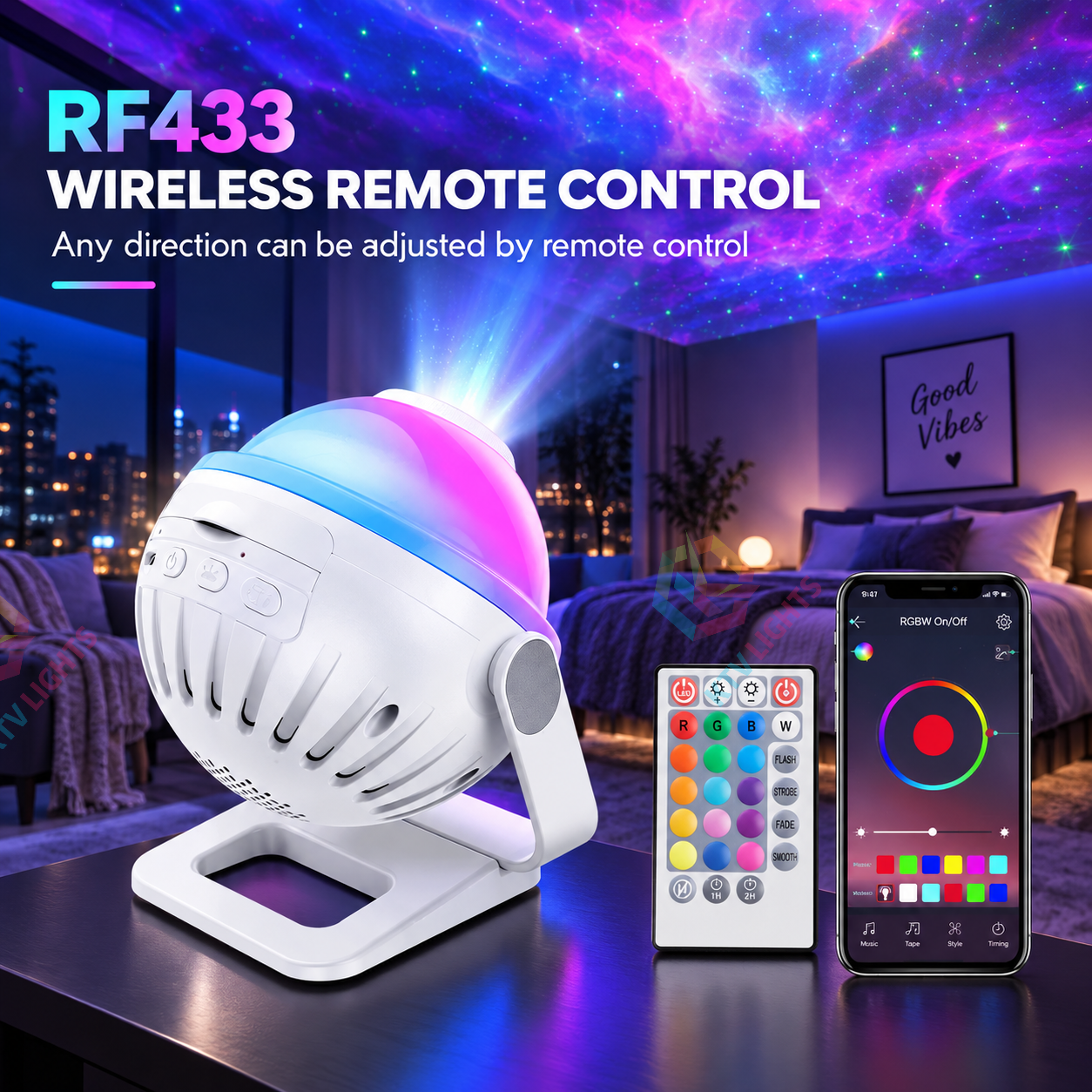 KTVLIGHTS Smart Galaxy Star Projector with APP Control-S60