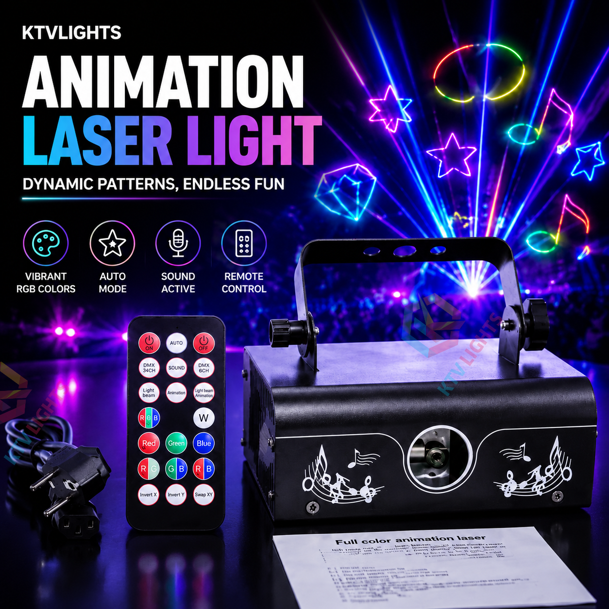 KTVLIGHTS RGB Animation Laser Light for DJ Stage Parties-A1