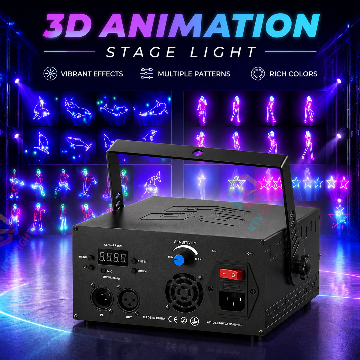 KTVLIGHTS 3D Animation RGB Laser Light for DJ Stages and Parties-A35