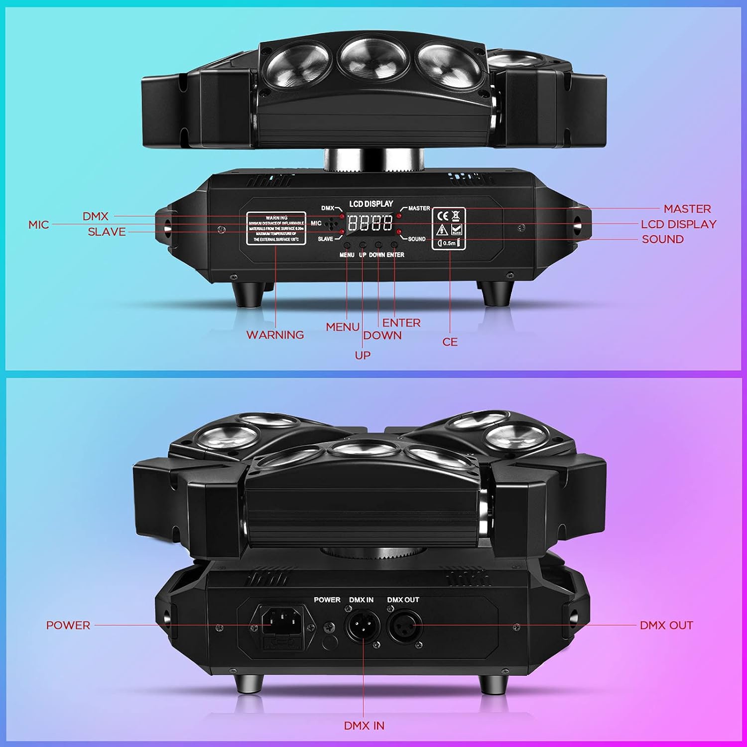 4-in-1 RGB Spider Moving Head Light-E26