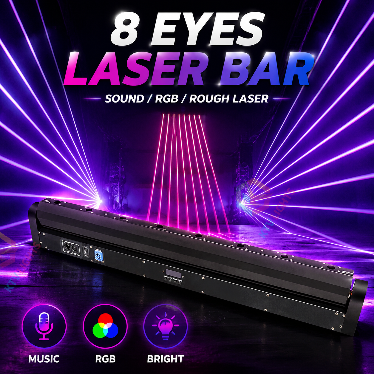 KTVLIGHTS 8-Hole Red Laser Light – DJ Stage Beam Effect Light – DMX512-B4