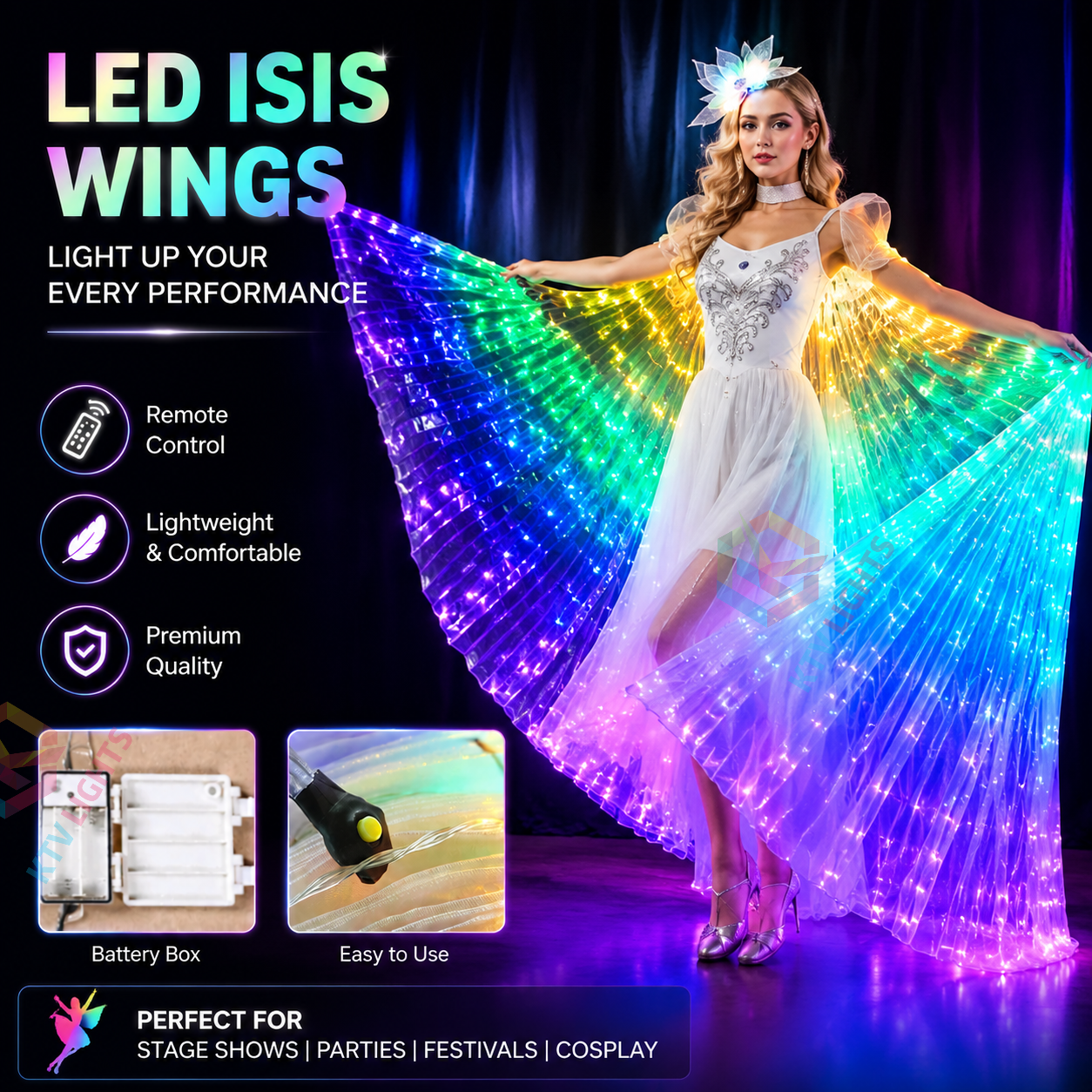 KTVLIGHTS Rainbow LED Wings for Dance Shows & Performances-M56
