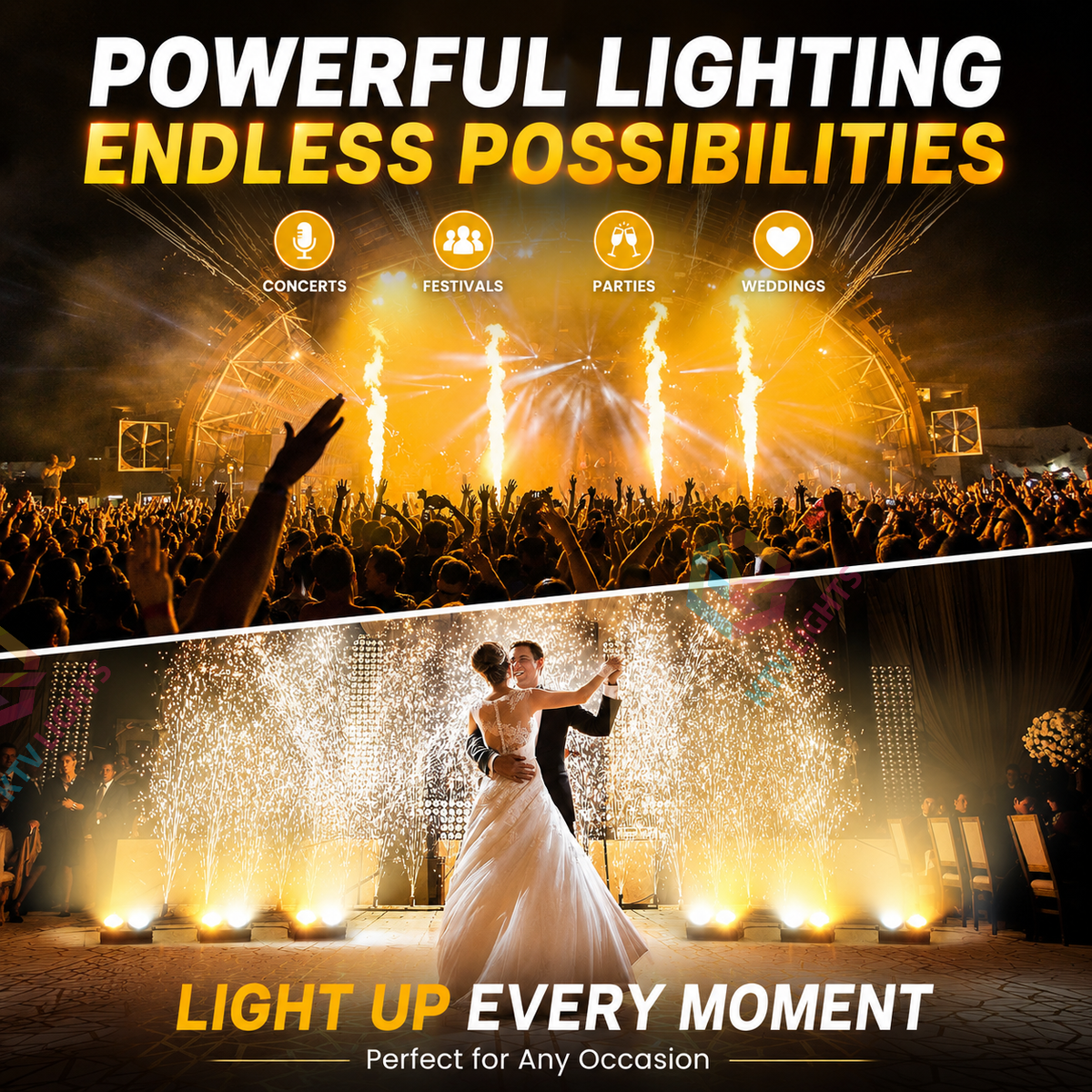 KTVLIGHTS 200W COB DMX Voice-Activated LED PAR Light-P67