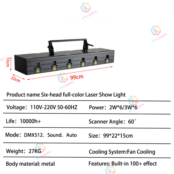18W New Six-Eye Full-Color Scanning Laser Light - B37