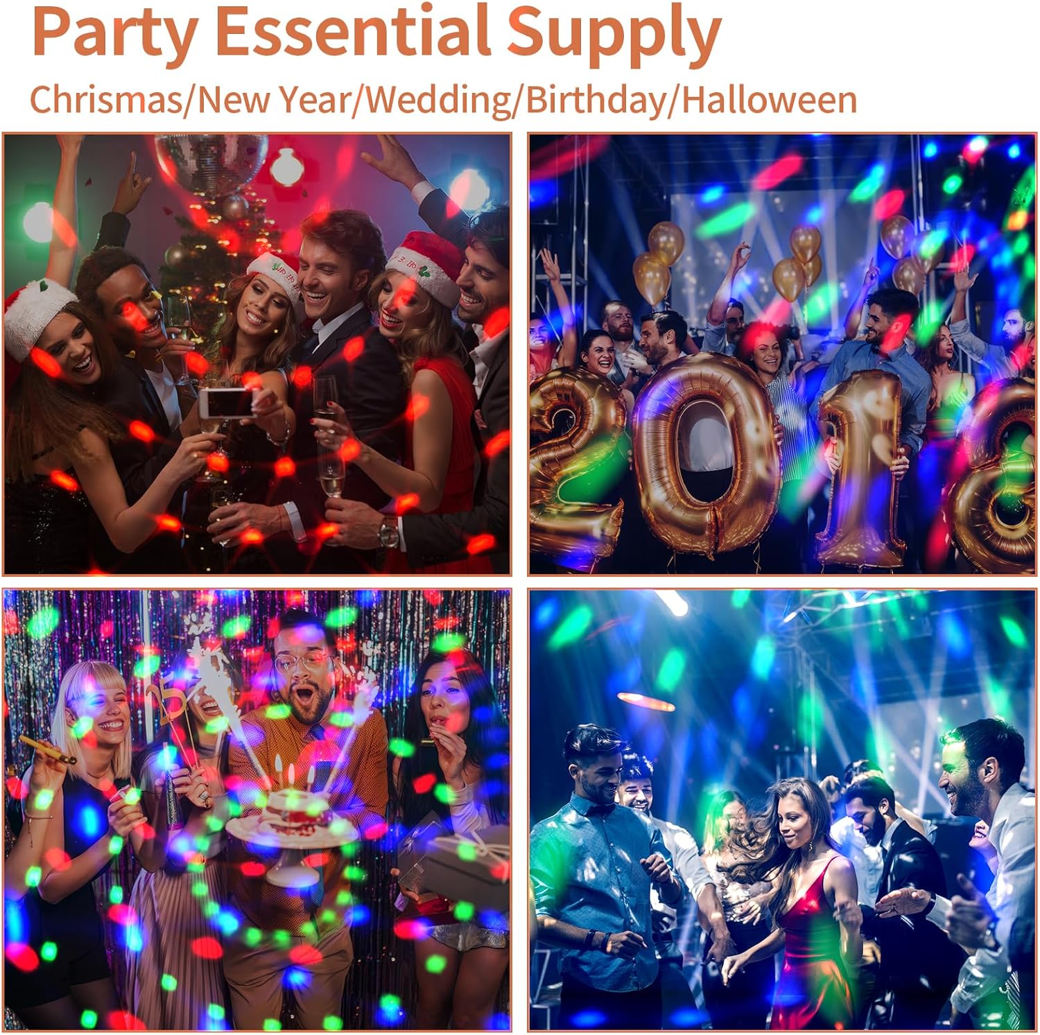 Remote control voice controlled RGB party light-C21