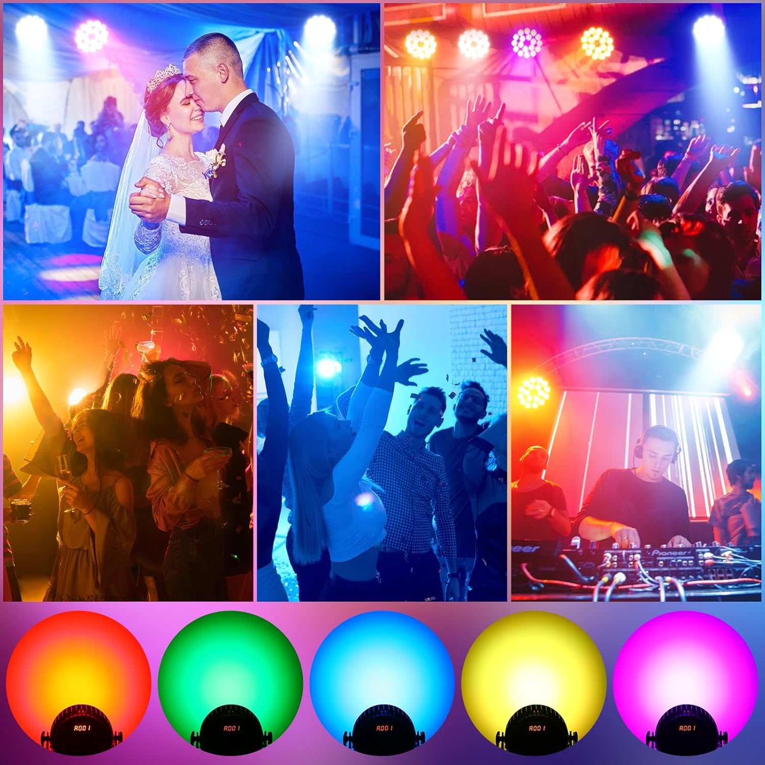 6-in-1 RGBW + UV 18-LED par light-P22