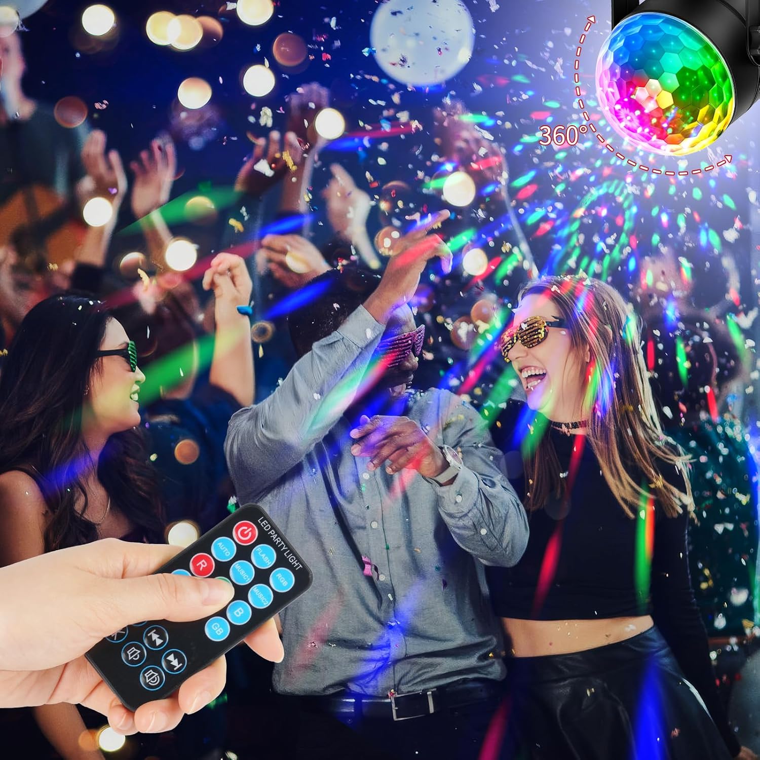 Remote control voice controlled RGB party light-C21