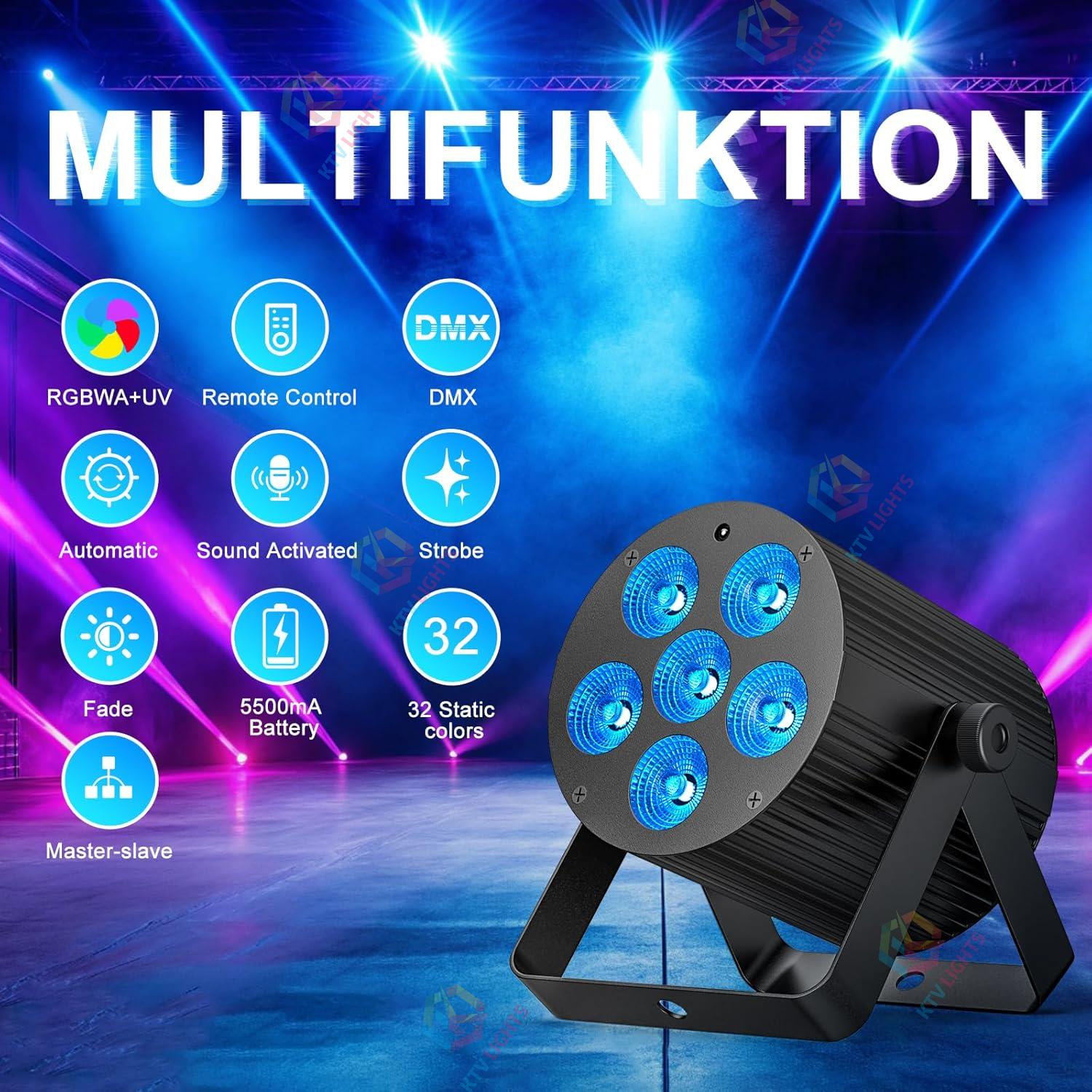 60W LED RGBWA+UV Rechargeable Stage Light-P61