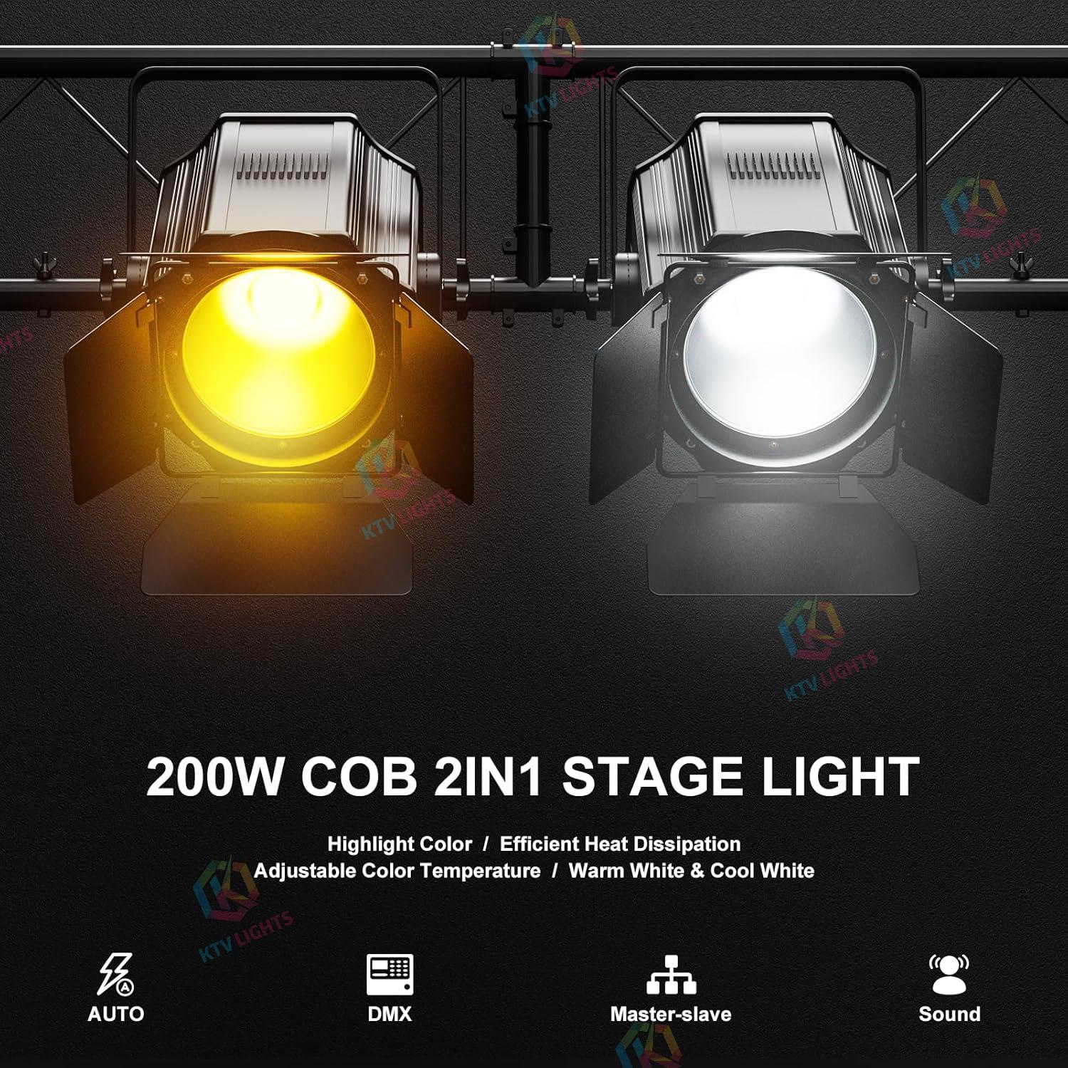 200W dual color COB par light with warm white and cool white-P27