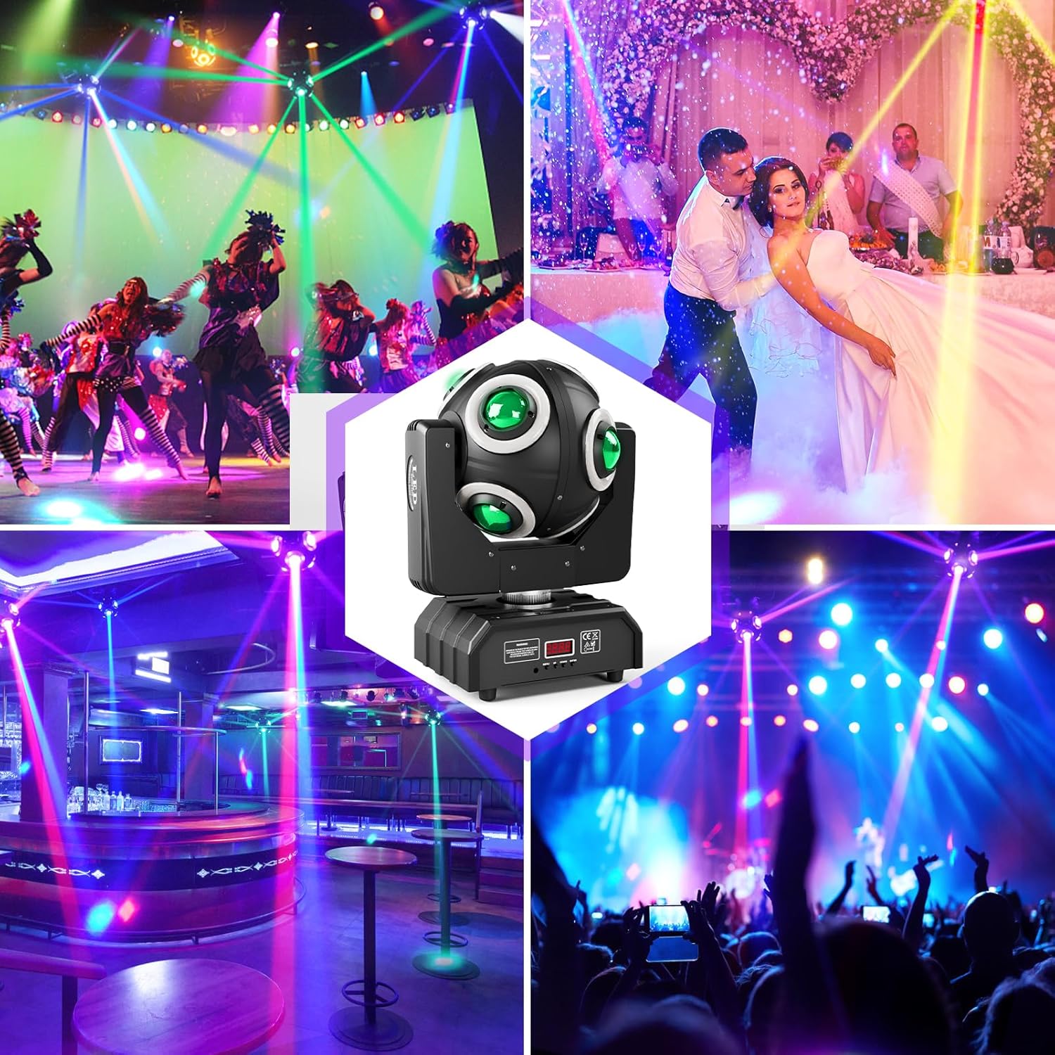 150W 8-LED RGBW 360° Rotating Moving Head Light-E65