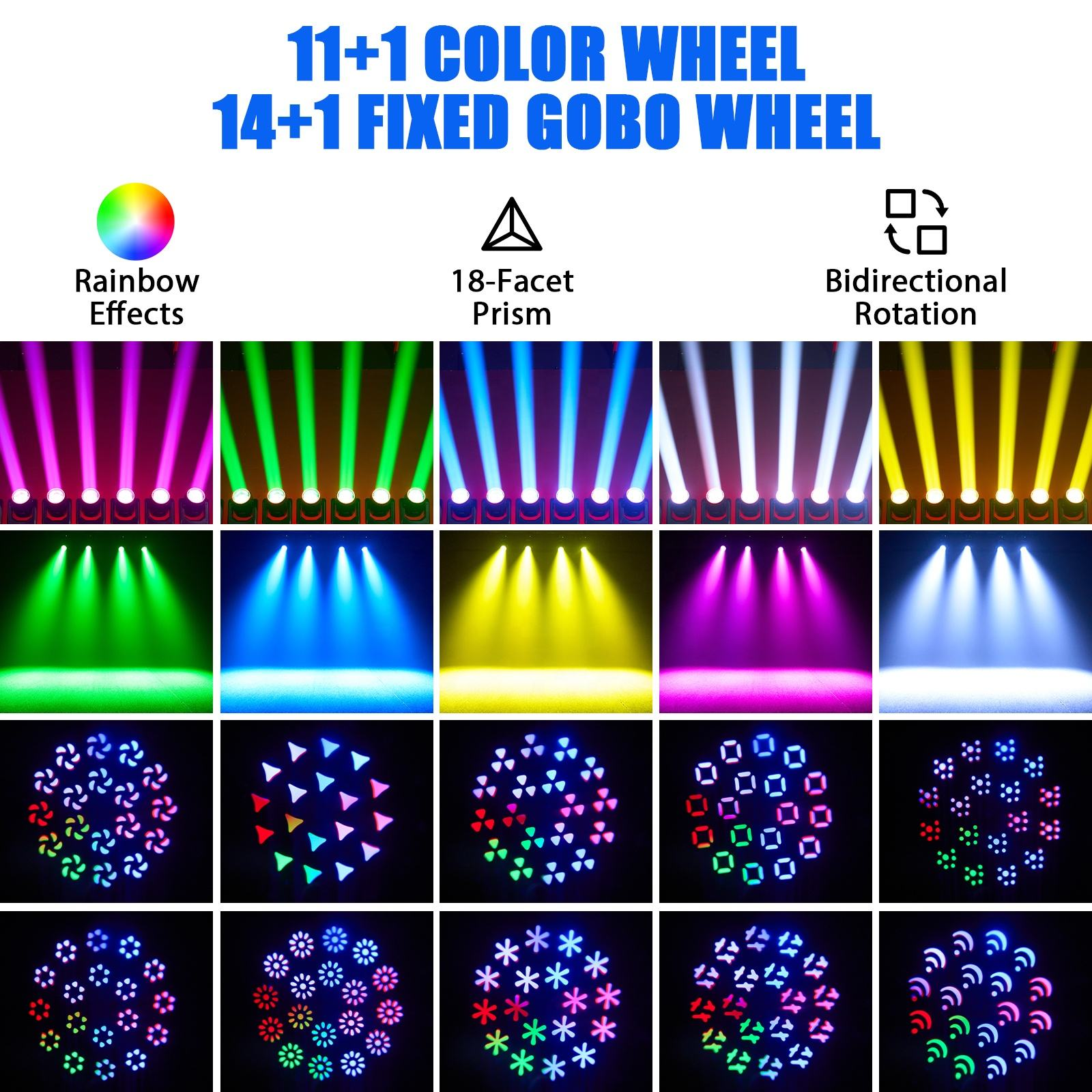 200W 18-prism rainbow effect LED moving head light - E62