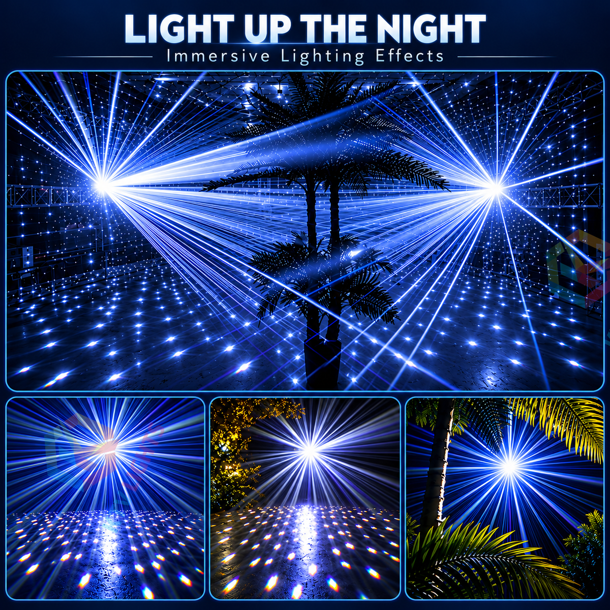KTVLIGHTS 6W/9W White Star Laser Light DMX Wedding Projector-S68