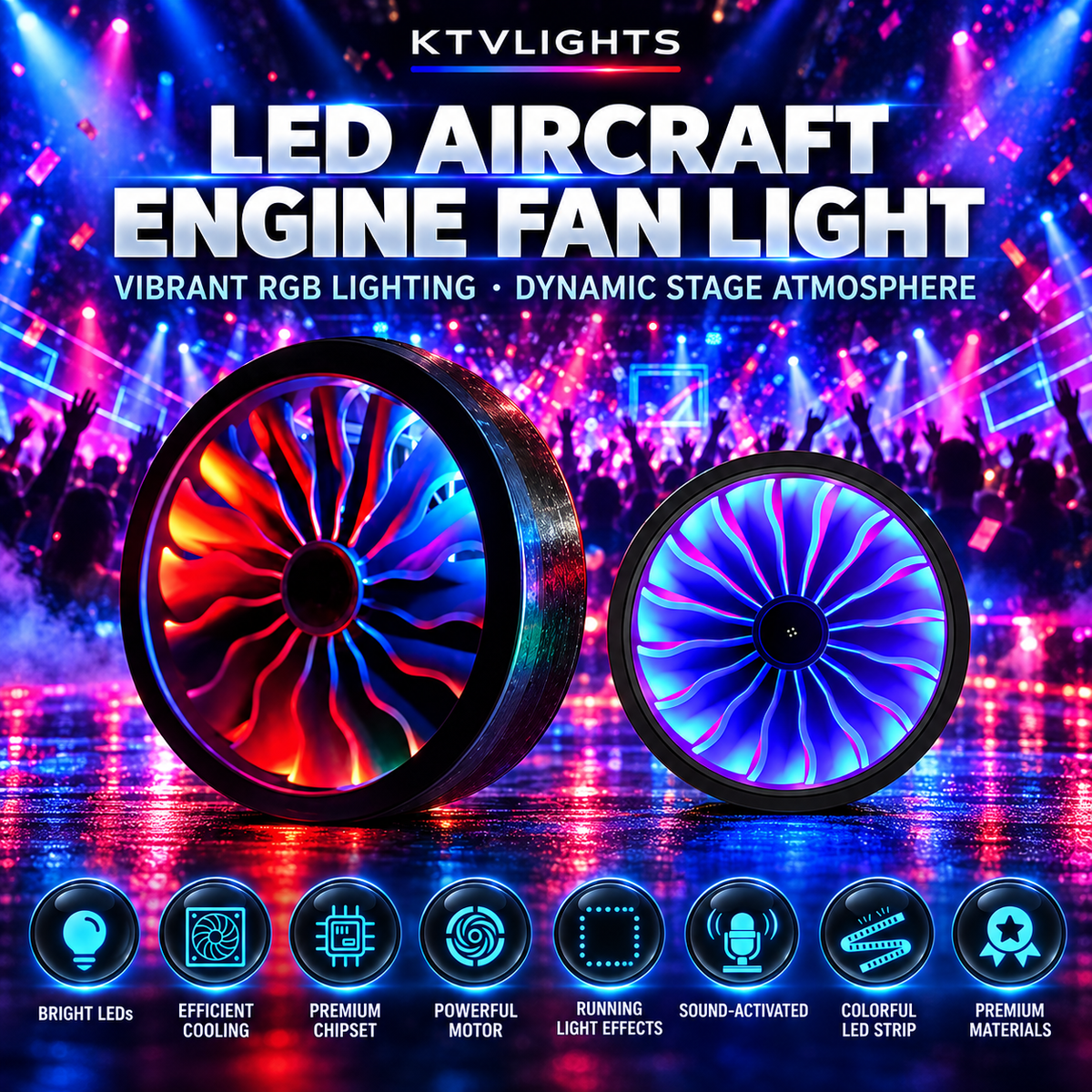 KTVLIGHTS 150W RGB DMX Aircraft Engine Fan Stage Light-X30