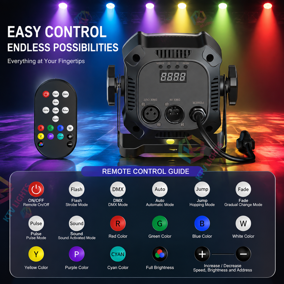 KTVLIGHTS 4x8W RGBW 4-in-1 LED PAR Stage Light-P37
