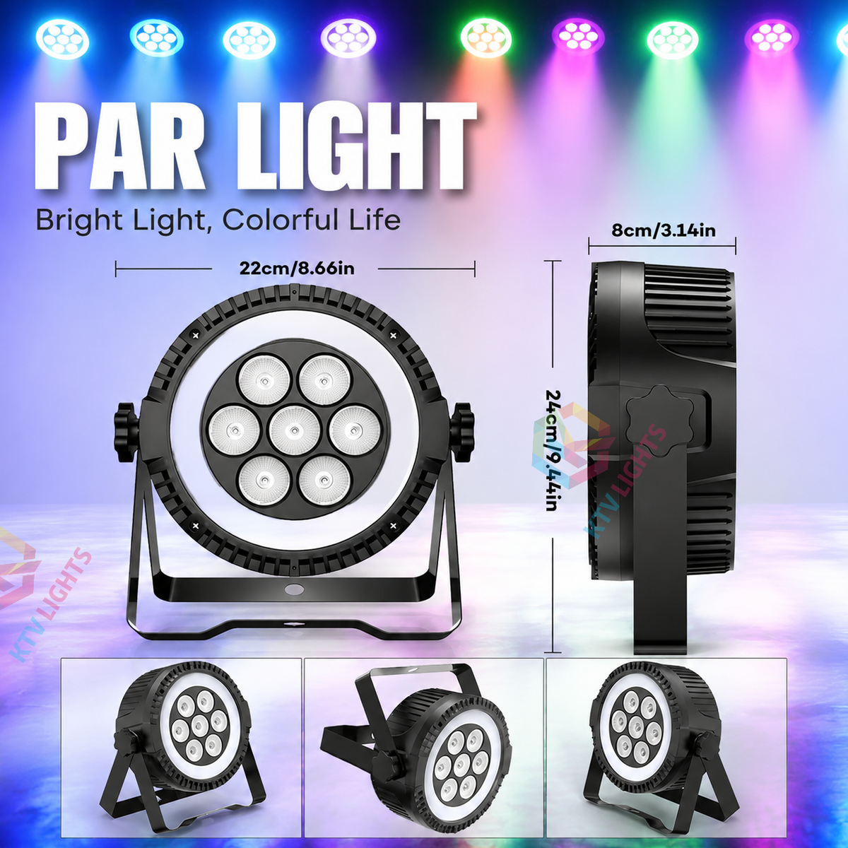 KTVLIGHTS RGBW 4-in-1 LED Wash PAR Stage Light-P19