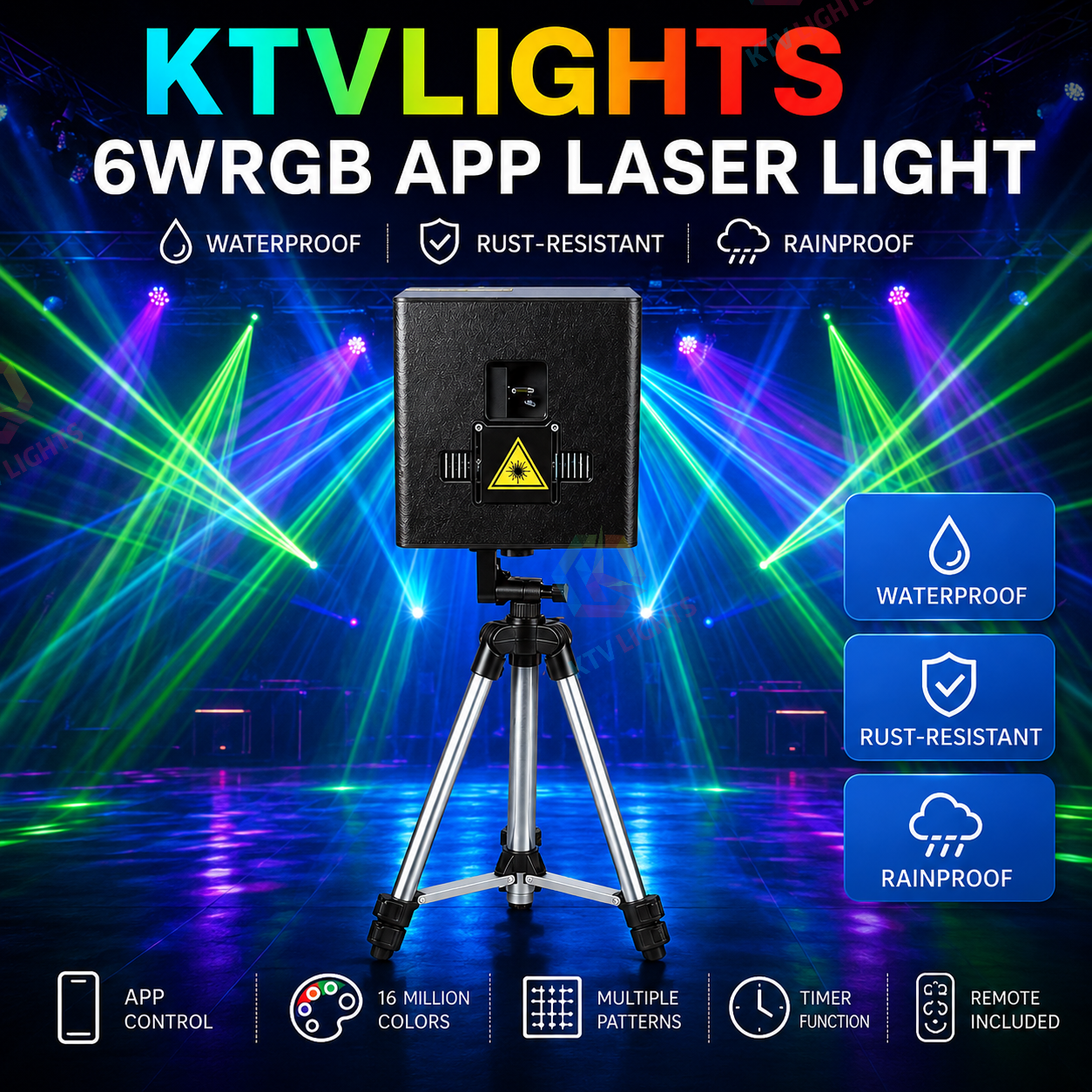 Rechargeable APP-Controlled Laser Projector with Flight Case-A9