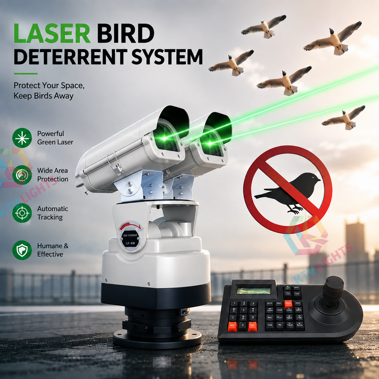 Dual-head outdoor bird and animal repellent laser light - B55