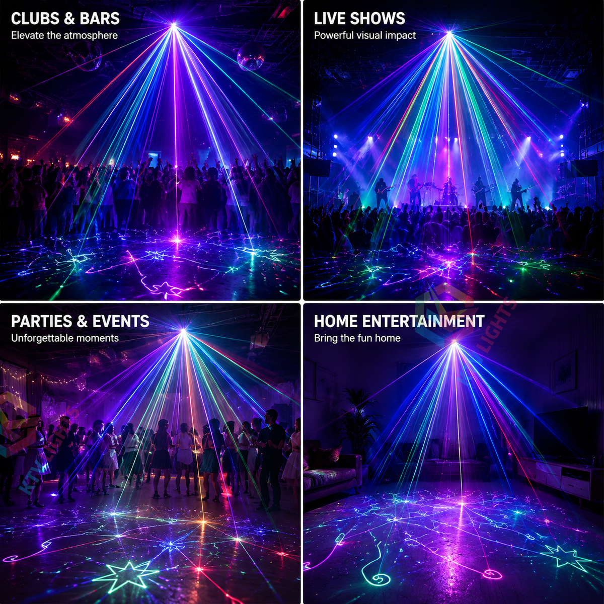 KTVLIGHTS 50W 2-in-1 Dual-Aperture RGB 500mW Scanning Laser Stage Light-B44