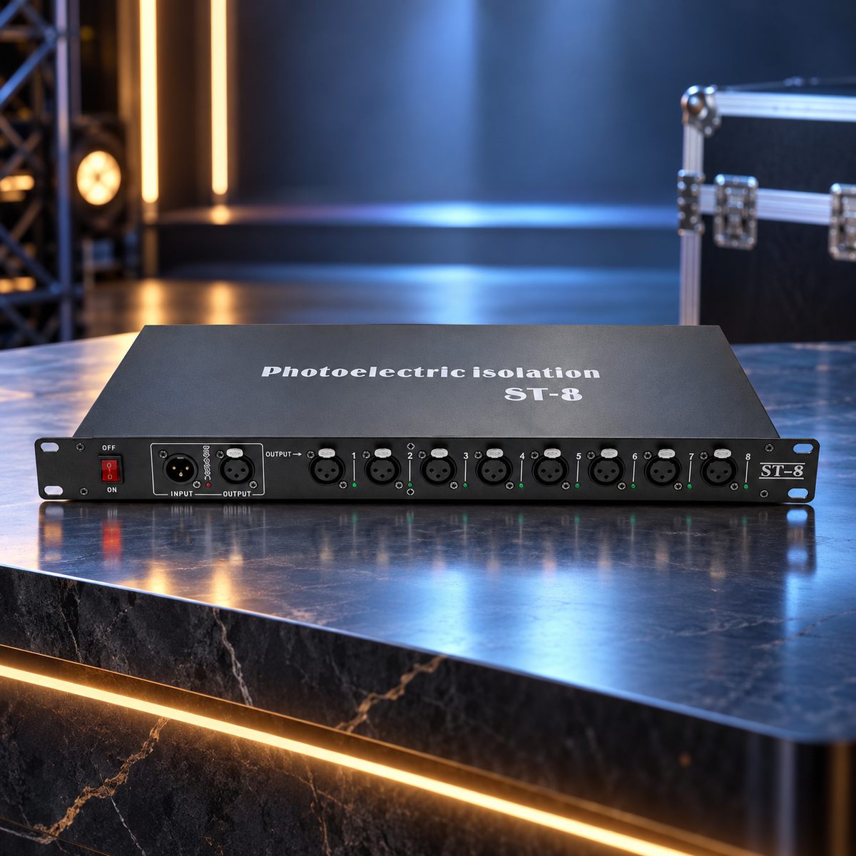 KTVLIGHTS 4/8-Way DMX512 Signal Amplifier & Stage Splitter-D11