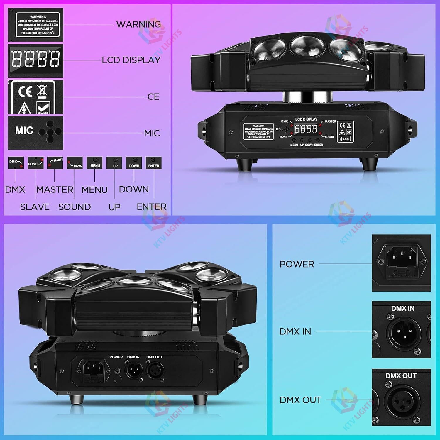 4-in-1 RGB Spider Moving Head Light-E26