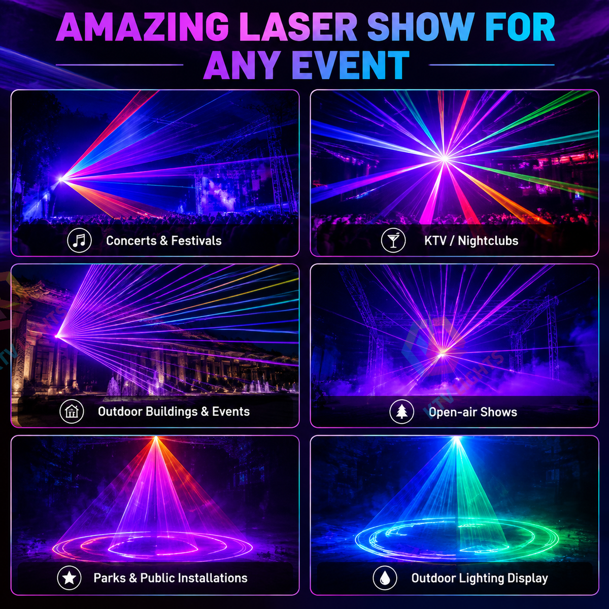 KTVLIGHTS 3W RGB 3D Animation IP65 Waterproof DMX Outdoor Laser Light-A23