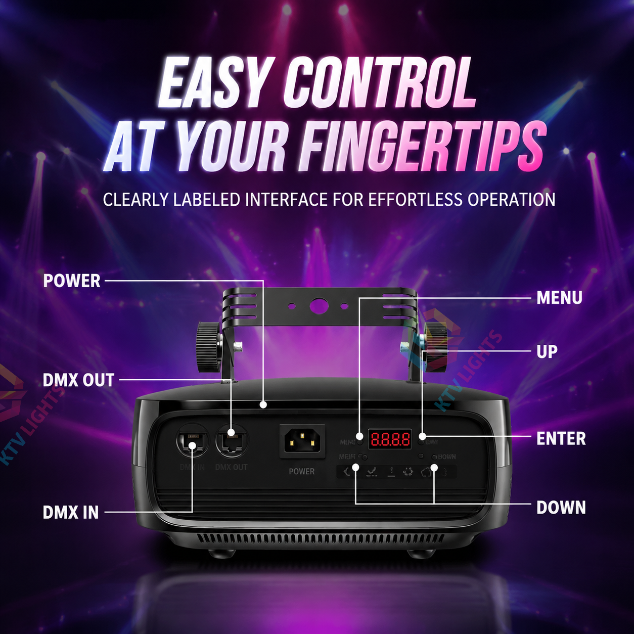 KTVLIGHTS RGB Animation Strobe Laser Light – DJ Stage Effect Light – DMX512 - A12