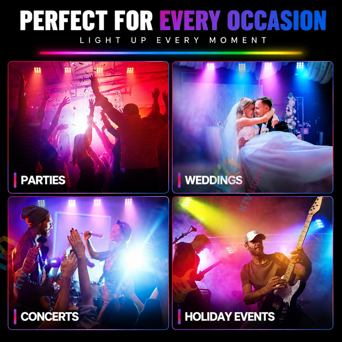 KTVLIGHTS 54W RGBWA+UV 6-in-1 DMX Rechargeable Stage Light-P25