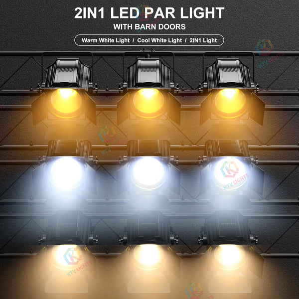 200W dual color COB par light with warm white and cool white-P27