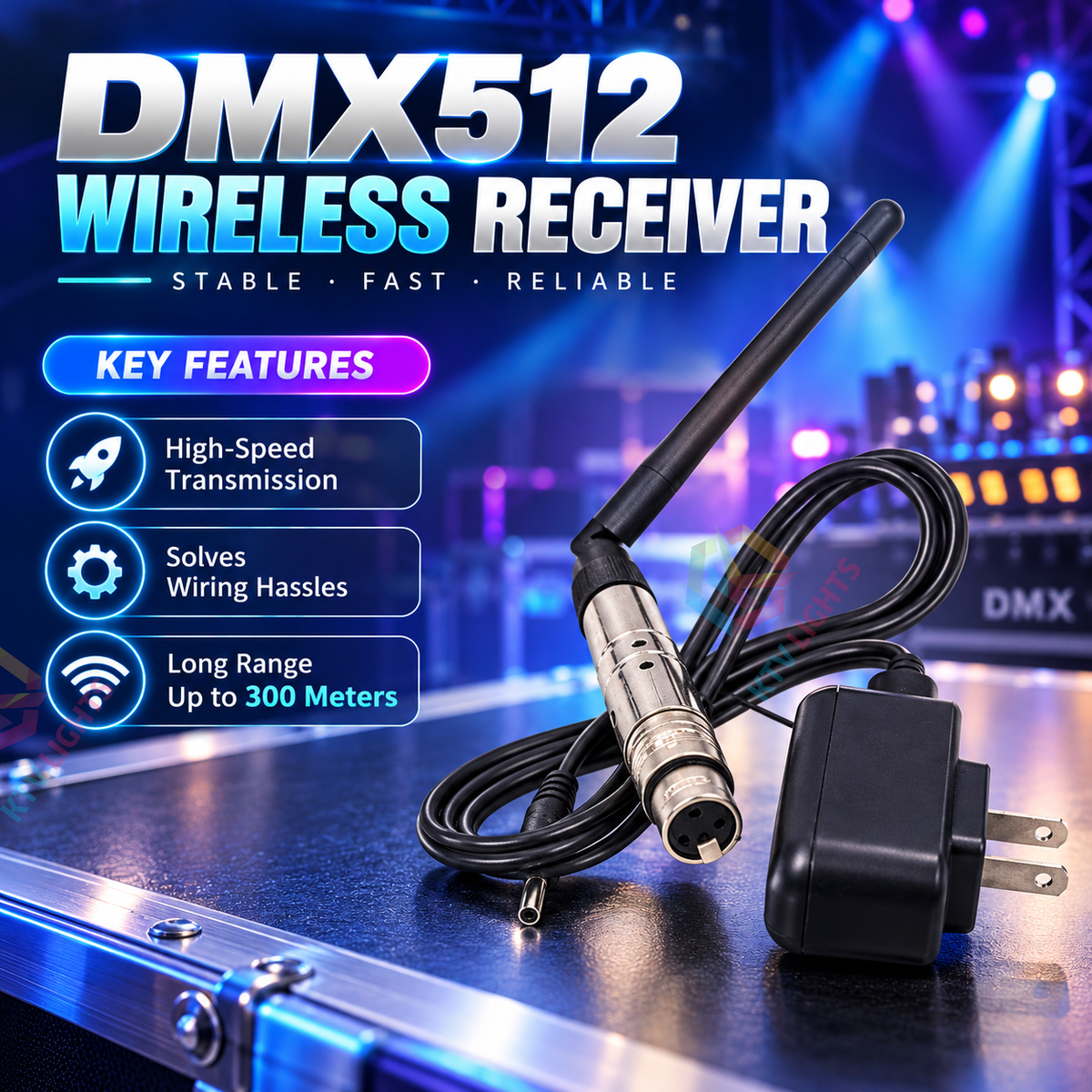 KTVLIGHTS 4/8-Way DMX512 Signal Amplifier & Stage Splitter-D11