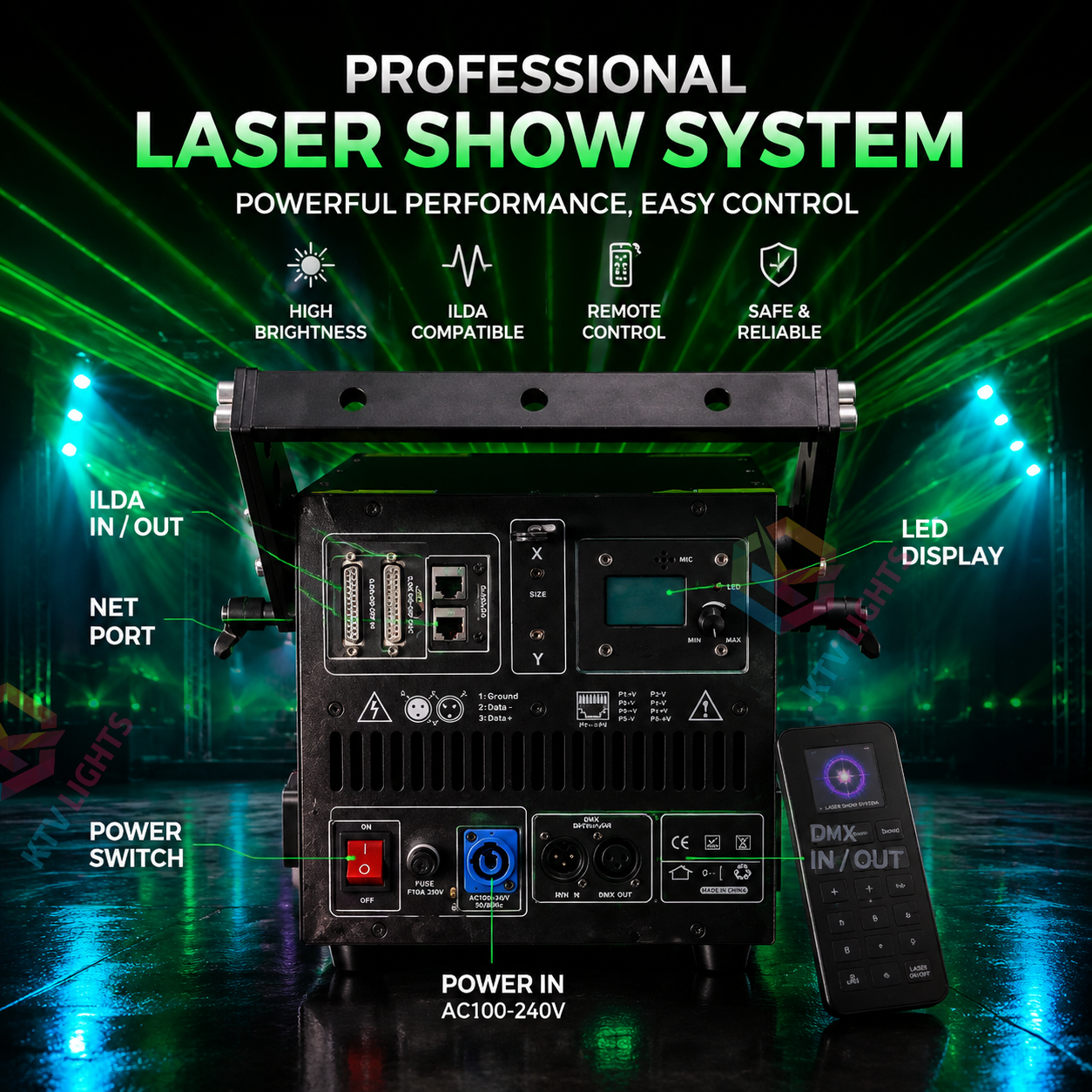 8w-15w APP Outdoor rooftop green landmark laser light-B38
