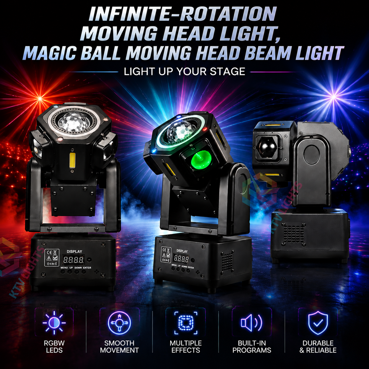 KTVLIGHTS Mini moving-head stage light suitable for DJ parties and various events-E92