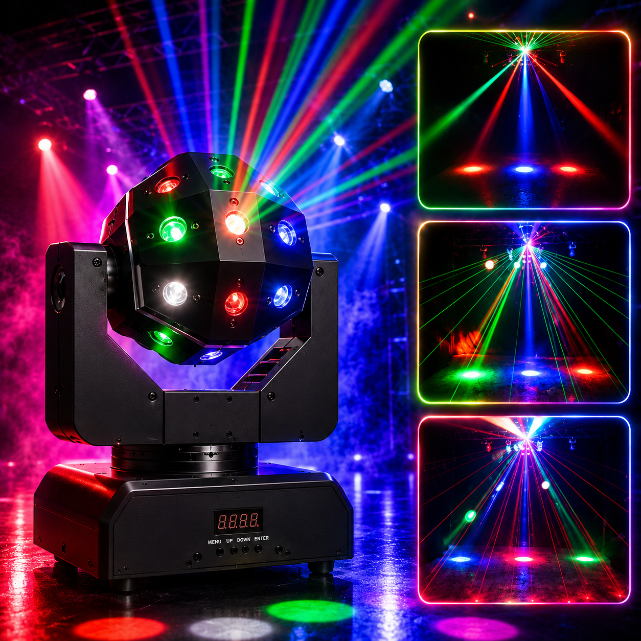 KTVLIGHTS 3-in-1 RGBW Laser Scanning Moving Head DJ Stage Light-B6