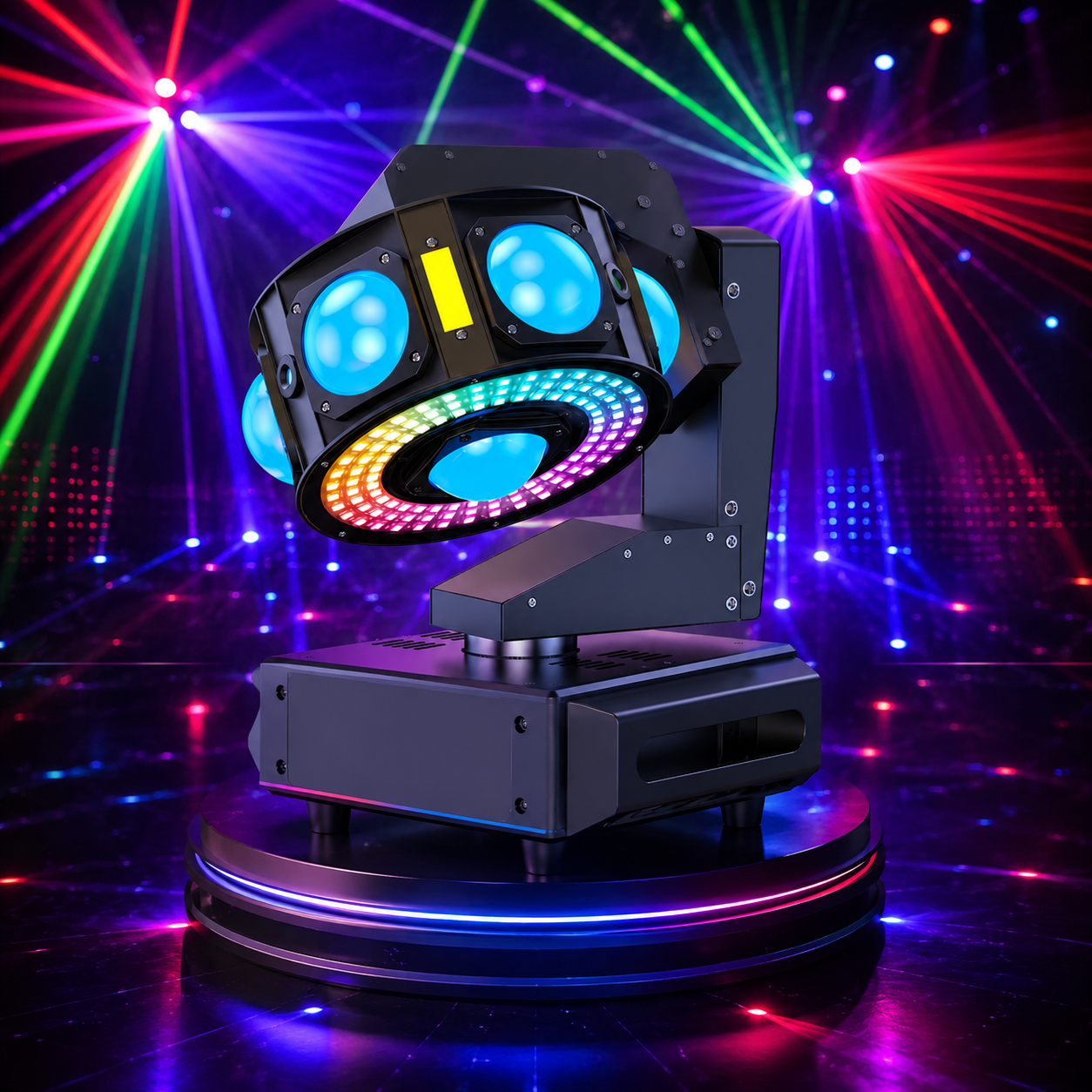 160W 4-in-1 DJ Moving Head Light, 360° Infinite Rotation - E15