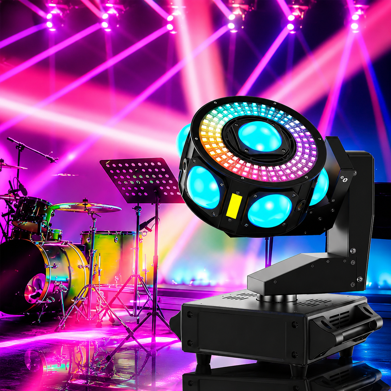 160W 4-in-1 DJ Moving Head Light, 360° Infinite Rotation - E15