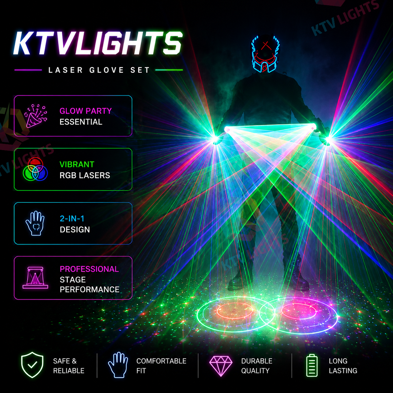 Rotating Laser Gloves for Parties, Festivals & Stage Shows-M8