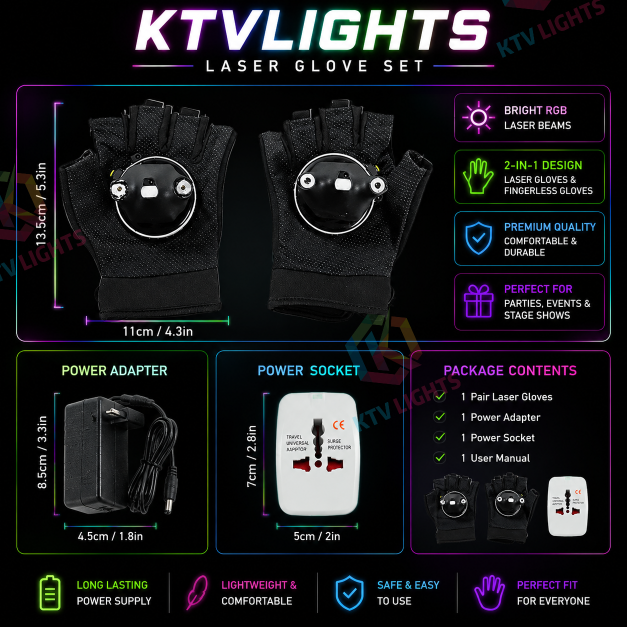 Rotating Laser Gloves for Parties, Festivals & Stage Shows-M8