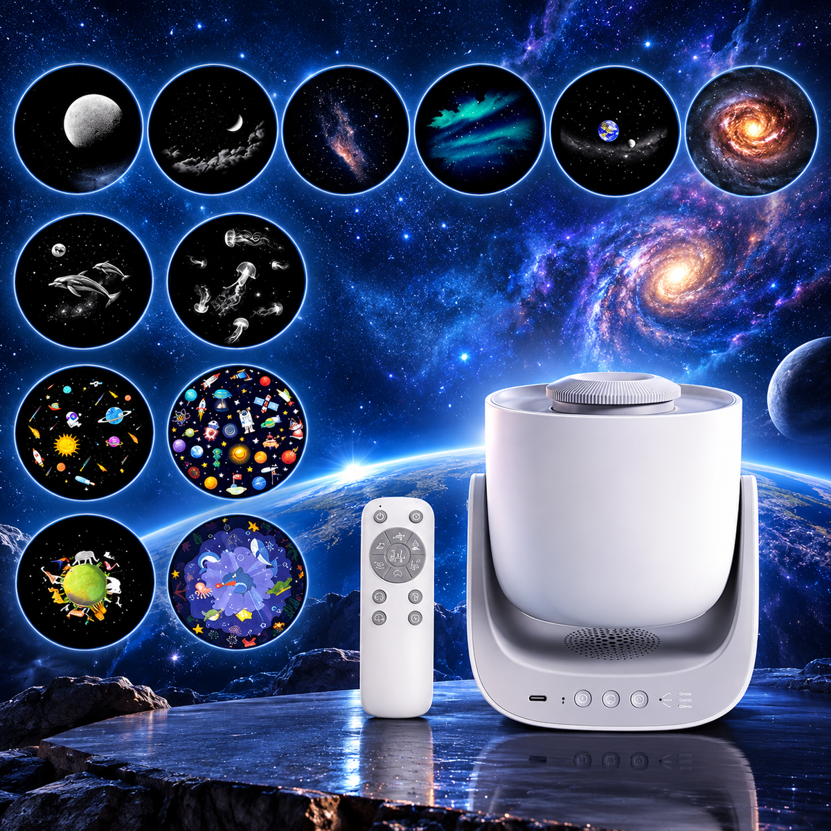 KTVLIGHTS Bluetooth Speaker Galaxy Star Projector-S57