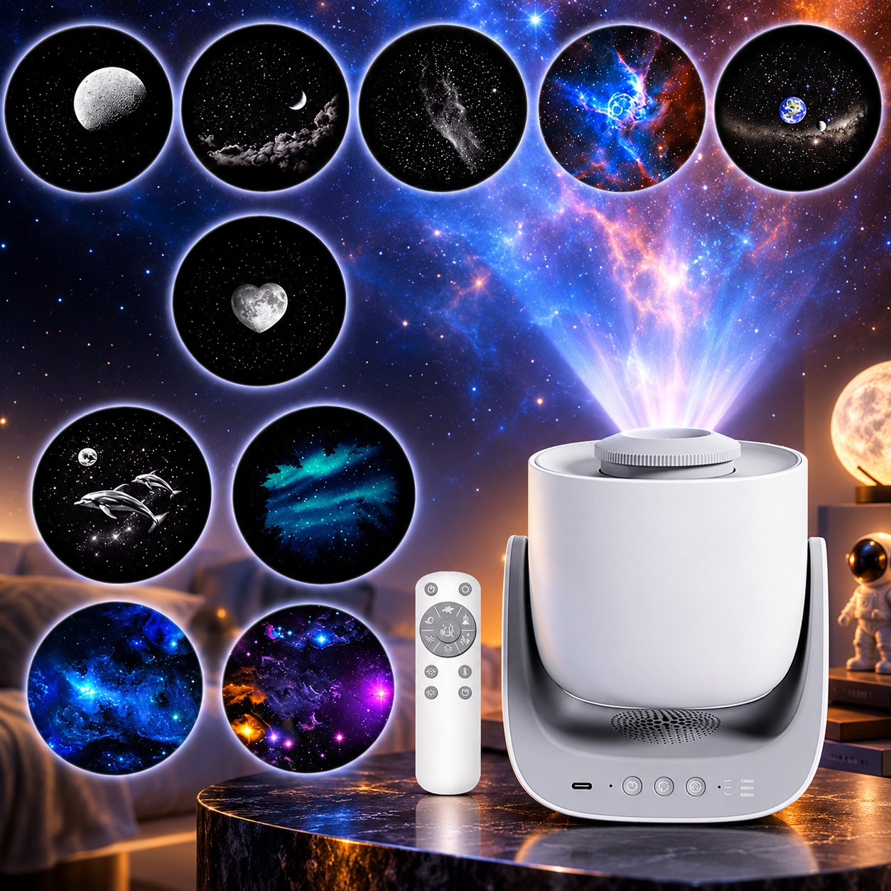 KTVLIGHTS Bluetooth Speaker Galaxy Star Projector-S57