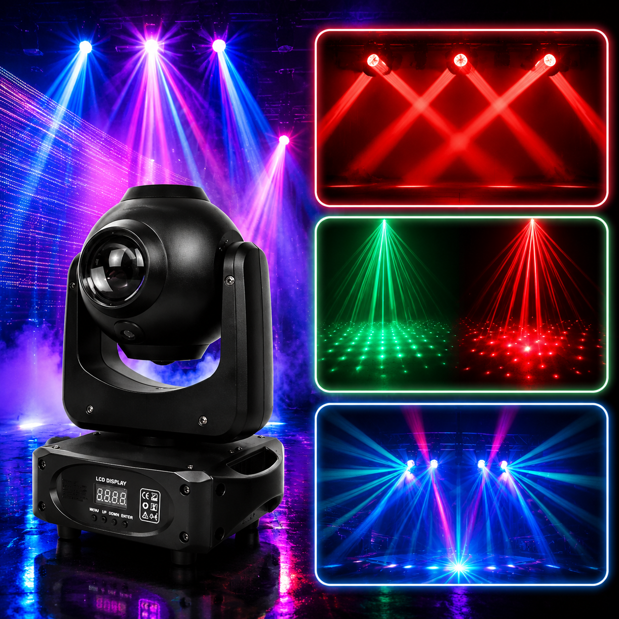 KTVLIGHTS 4-in-1 LED Moving Head Beam Light with Starry Effects -E1